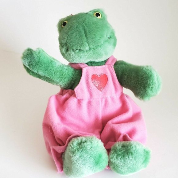 Hallmark Other - Vintage Hallmark Frog Plush Pink Jumpsuit Valentine Heart Girl 8"